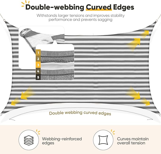 Quictent 12x16ft 185G HDPE Rectangle Sun Shade Sail Canopy 98% UV Block Outdoor - Image 4