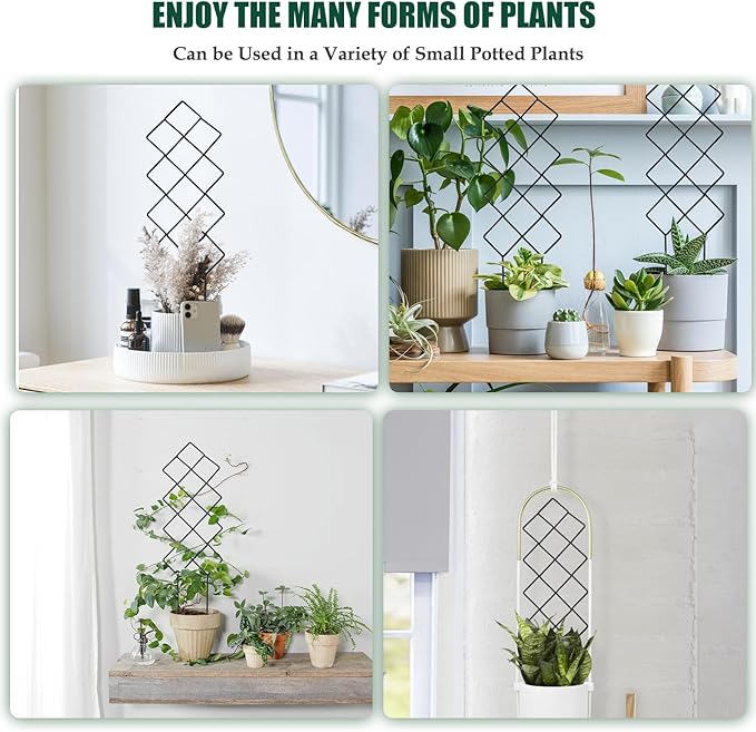 Metal Trellis for Climbing Plants Indoor, 16.36 inch Small Trellis for Potted - Image 4