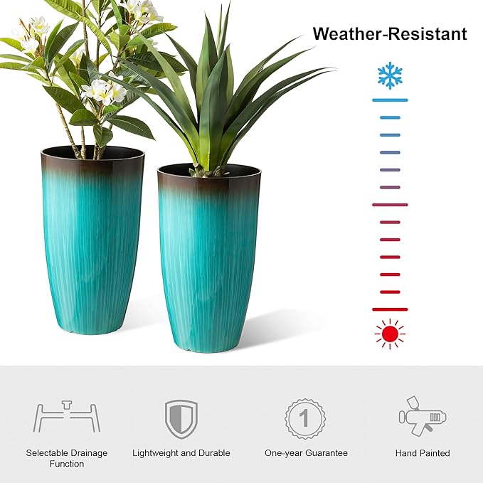 Glitzhome 23.5" H Tall Outdoor Planter, Large Flower Pots - Image 3
