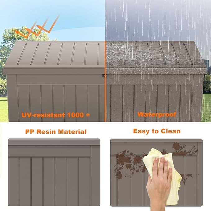 280 Gallon Outdoor Deck Box, Lockable Waterproof Outdoor Storage Boxes - Image 7