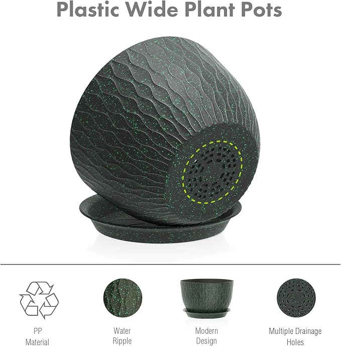 12/10/9 inch Large Plant Pots, 3 Pack Wide Flower Pots - Image 4