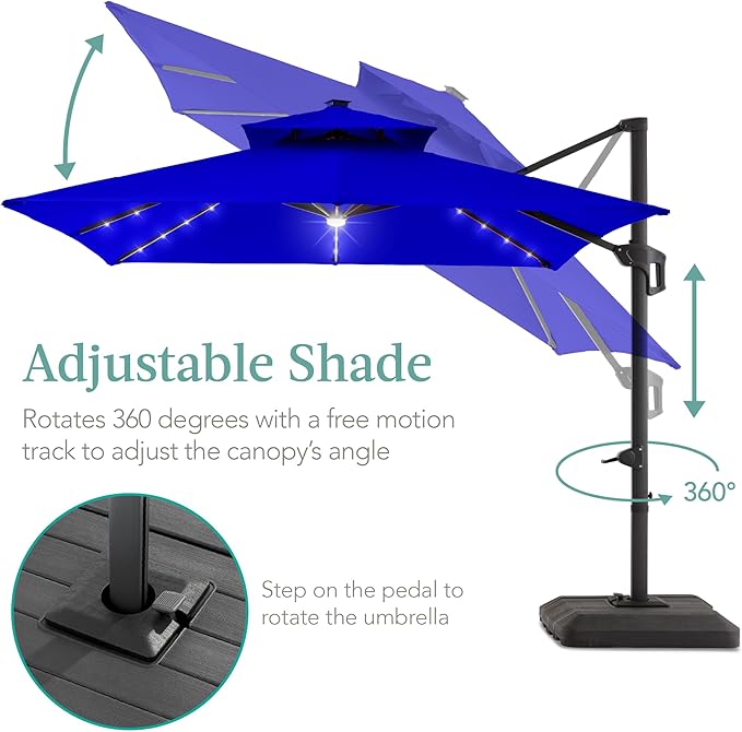 Best Choice Products 10x10ft Cantilever Patio Umbrella w/Base Included - Image 4