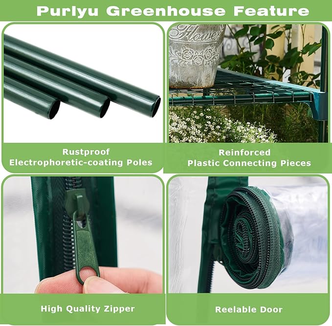 Mini Greenhouse for Indoor Outdoor, Plant Green House 4-Tier Rack Stand - Image 4