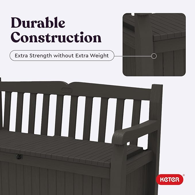 Keter Solana 70 Gallon Storage Bench Deck Box - Image 10