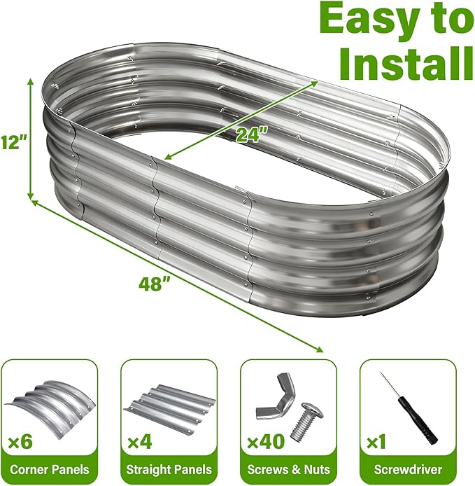 Galvanized Raised Garden Bed for Outdoor: 4x2x1ft Durable Metal Vegetable Plant - Image 6