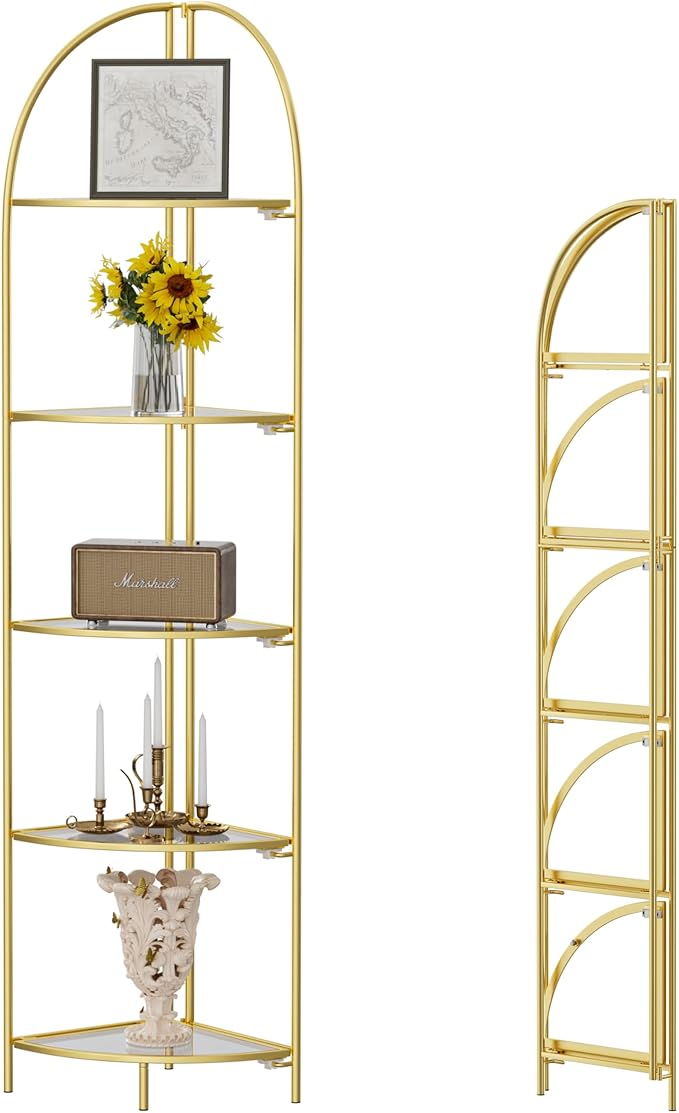Crofy Foldable 5 Tier Corner Shelf, Metal Corner Plant Stand by CrofyLLC