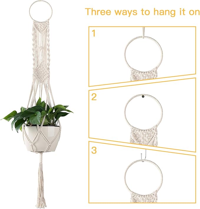 Cuttte Macrame Plant Hanger, Indoor Outdoor Hanging Planter Basket, Hanging - Image 3