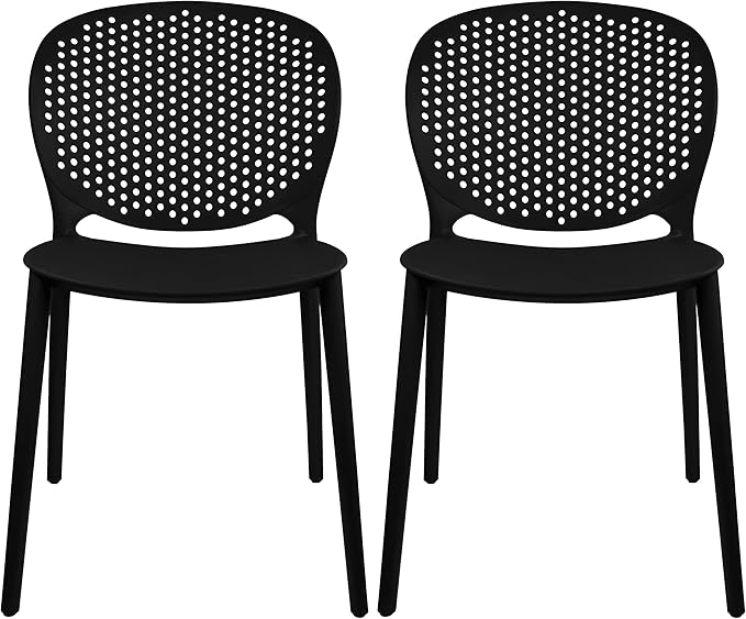2xhome Set of 2 Patio Dining Chairs | Modern Stackable Outdoor Pool Side Chair by 2xhome