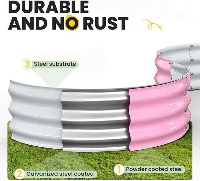 Galvanized Raised Garden Bed 4×4×1 FT, Round Metal Raised Garden Bed Outdoor - Image 6