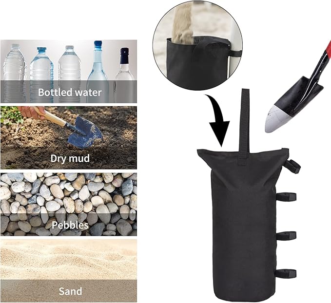 4 Pack Sand Bags for Canopy, Pop up Canopy Tent Weights SandBags for Outdoor Use - Image 4