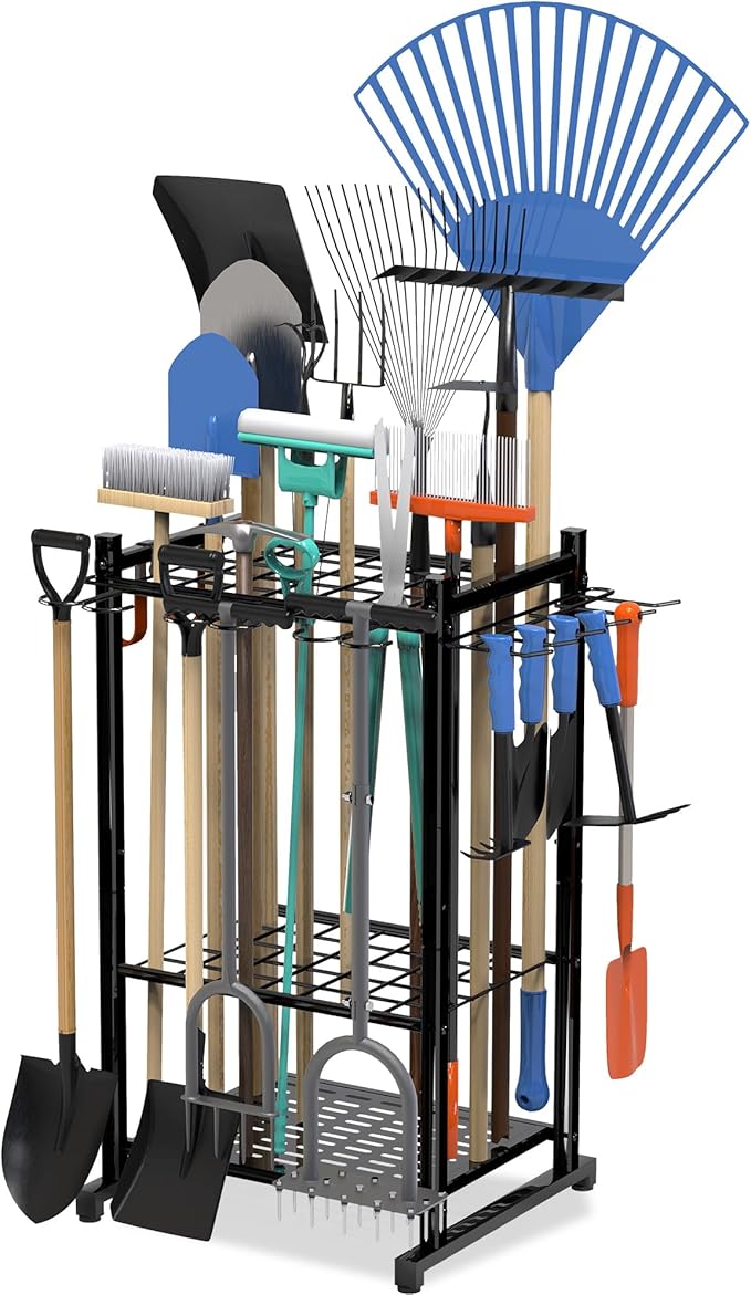 Garden Tool Organizer Rack Up to 50 Tools, Heavy-Duty Steel Yard Tool Organizer by Sttoraboks