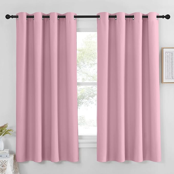 NICETOWN Rouge Pink Blackout Curtain Panel 63 inch Long by NICETOWN