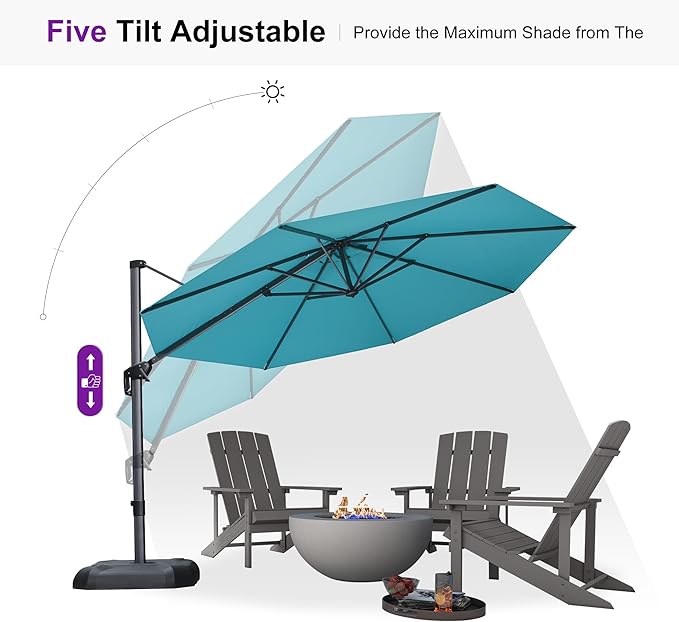 PURPLE LEAF 11 Feet Patio Umbrella Outdoor Cantilever Round Umbrella Aluminum - Image 6