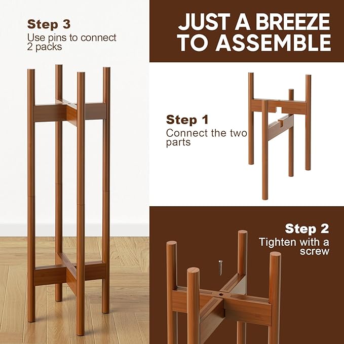 MUDEELA 2 Pack Indoor Plant Stands, 2 Tier Tall Plant Stand 30 inches, Mid - Image 8
