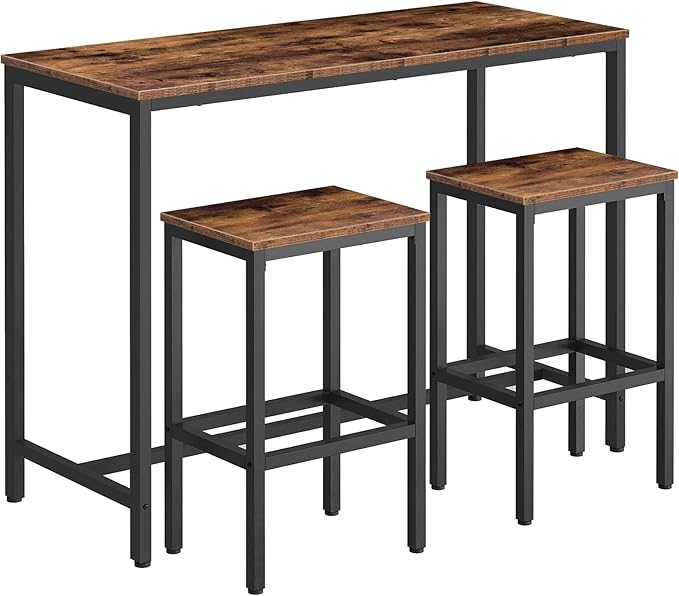 HOOBRO Bar Table and Chairs Set, 47.2” Rectangular Pub Table by HOOBRO