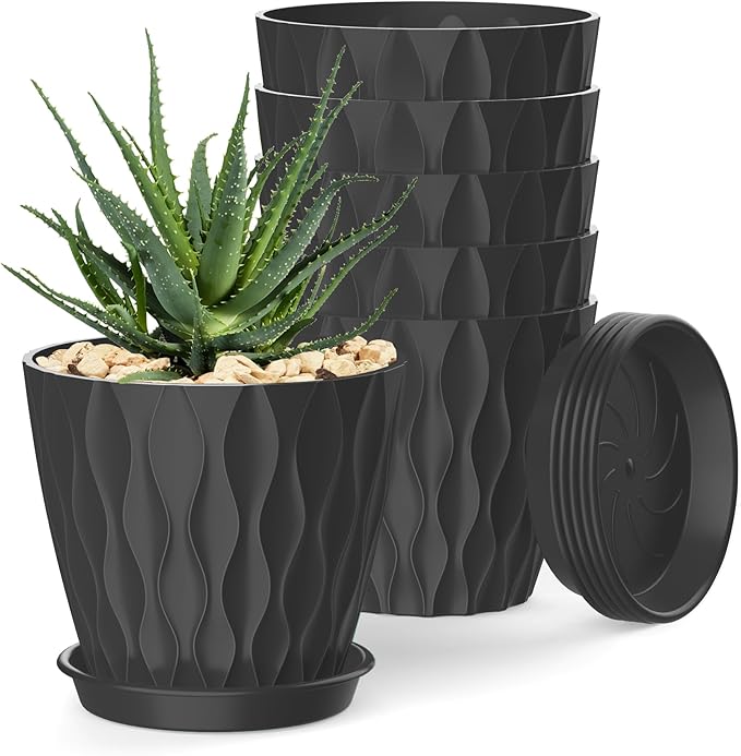 4 Inch Plant Pots, 6 Pack Indoor Flower Pots, Planters by SQKH