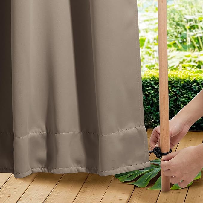 NICETOWN 2 Panels Outdoor Curtains Waterproof Fixed Grommet/Back Tab on Top & - Image 2