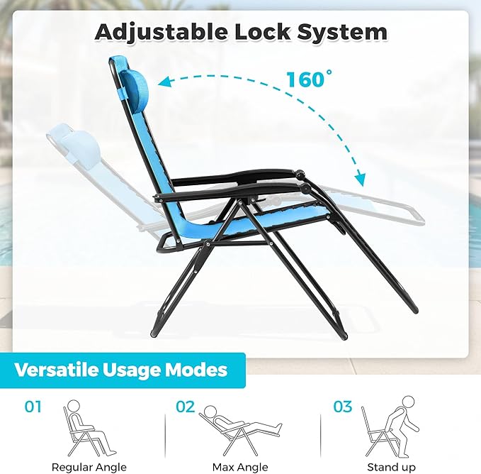 Homall Zero Gravity Chair Patio Folding Lawn Outdoor Lounge Gravity Camp - Image 5