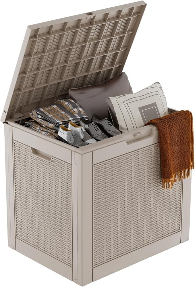 37 Gallon Outdoor Deck Box, Lockable Waterproof Outdoor Storage Boxes by MAIUSCOLI