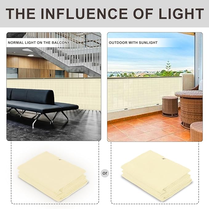 LOVE STORY Custom Size 3'x5' Butter Cream Balcony Privacy Screen, UV Block - Image 2