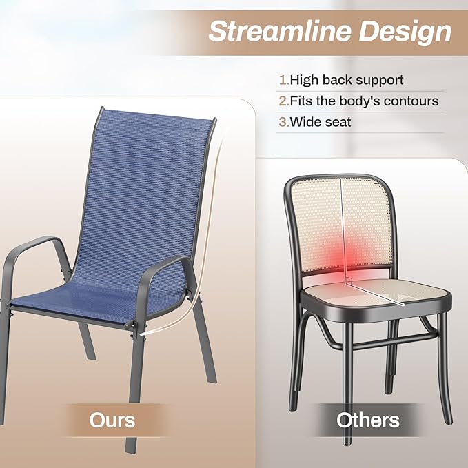 TLSUNNY Patio Chairs, Stackable Textilene Outdoor Dining Furniture - Image 9