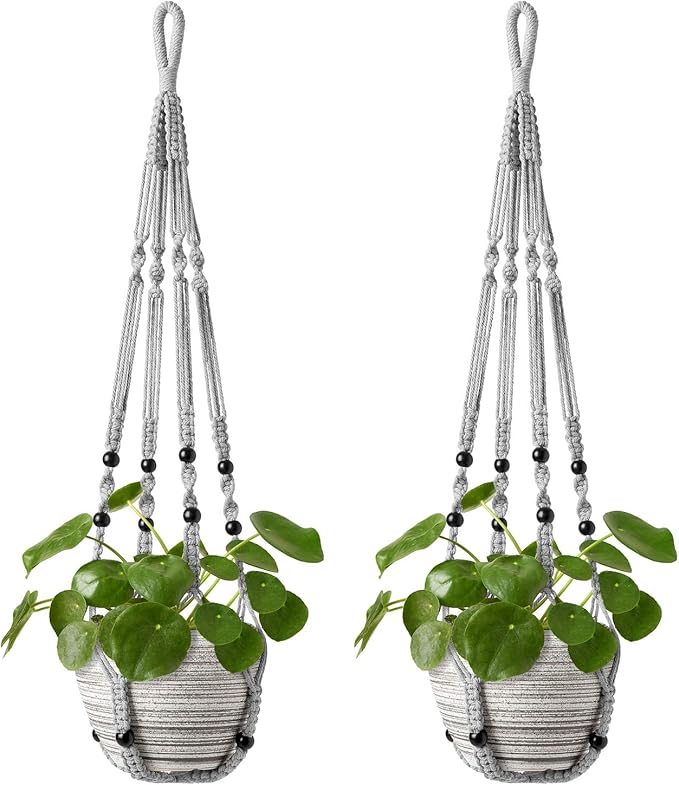 Mkono Macrame Plant Hanger Indoor Hanging Planter Basket by Mkono