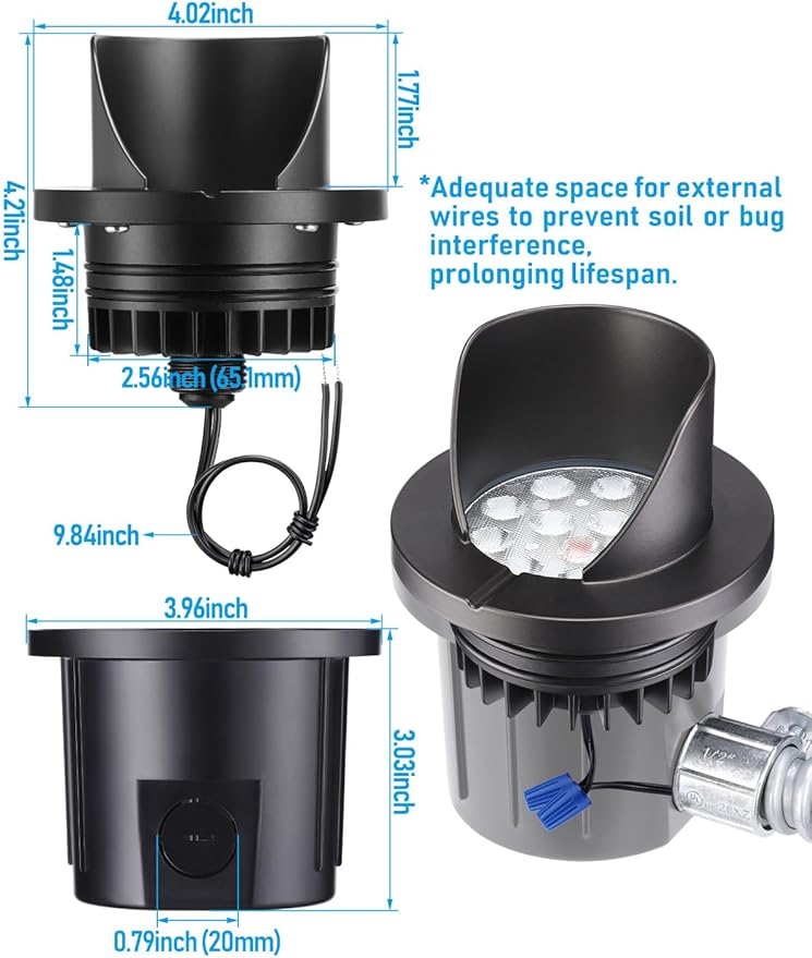 LEONLITE Dia. 4 Inch Well Lights Landscape LED In Ground, Shielded Top - Image 7