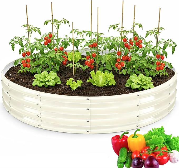 Round Galvanized Raised Garden Bed, Heavy Duty Metal Planter Box by Unknown