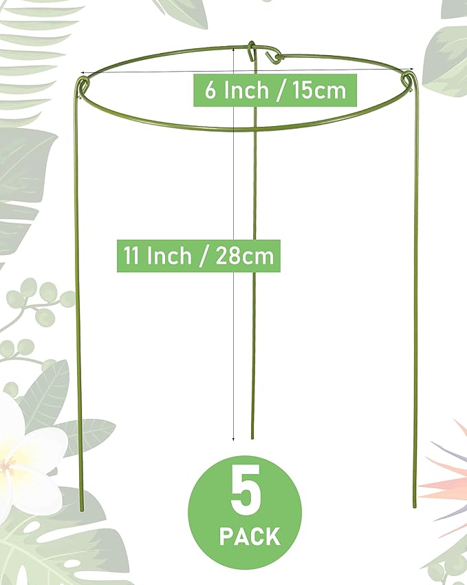 5 Pack Plant Support Stakes, Adjustable Plant Ring Cages - Image 2