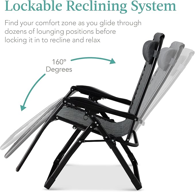Best Choice Products Oversized Zero Gravity Chair, Folding Outdoor Patio - Image 8