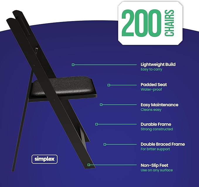 200 Black Resin Stackable Folding Chair - Image 3