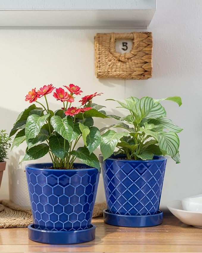 EFISPSS Ceramic Plant Pots, 5Inch Pots - Image 5