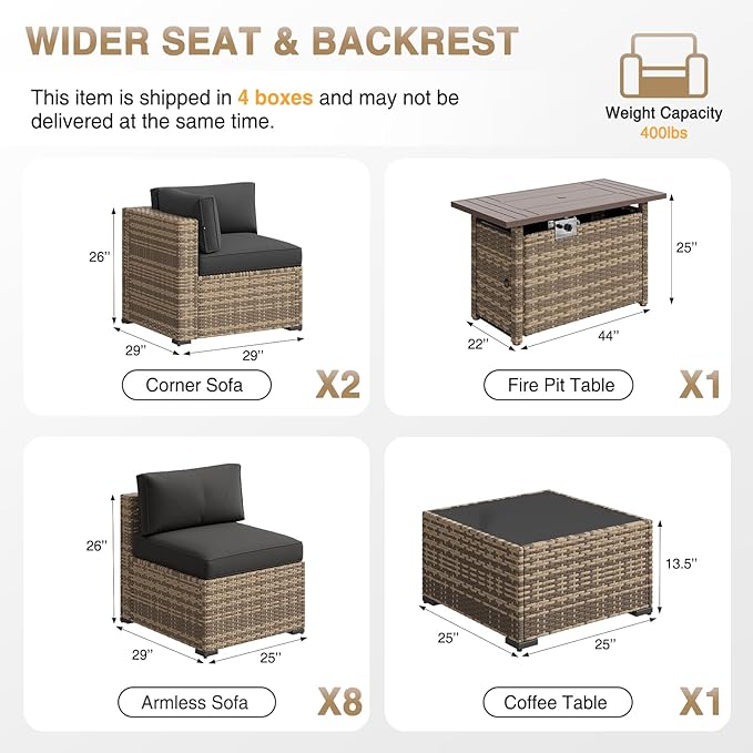 Aoxun Patio Furniture Sets, 12-Piece Outdoor Patio Furniture - Image 7