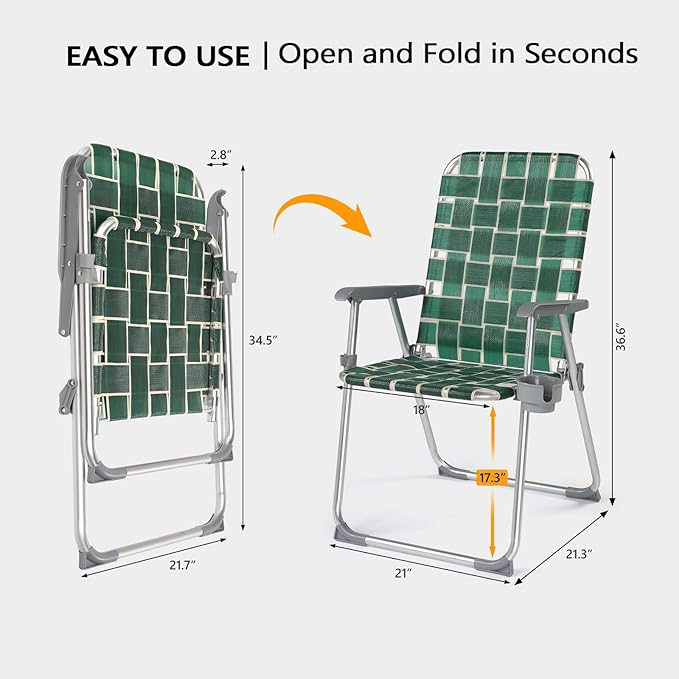 VINGLI Folding Aluminum Webbed Lawn Chairs - Image 7