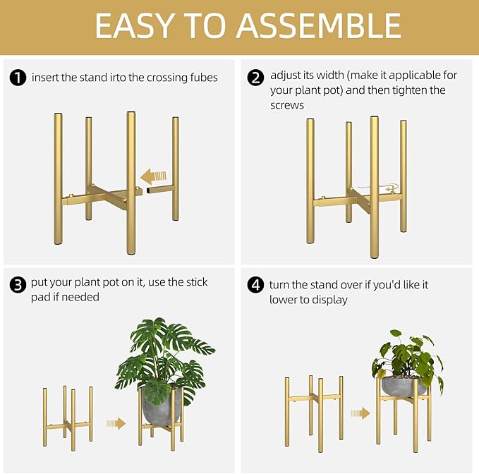 Adjustable Metal Plant Stand Indoor, Mid Century Modern Outdoor Planter Holder - Image 9