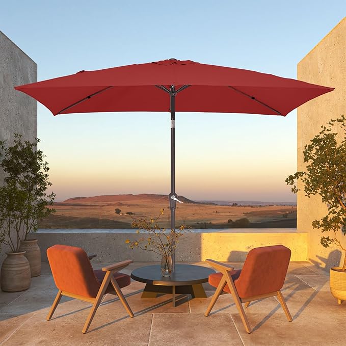 JEAREY 6.5x10 ft Rectangular Patio Umbrellas Rectangle Outdoor Umbrella - Image 2