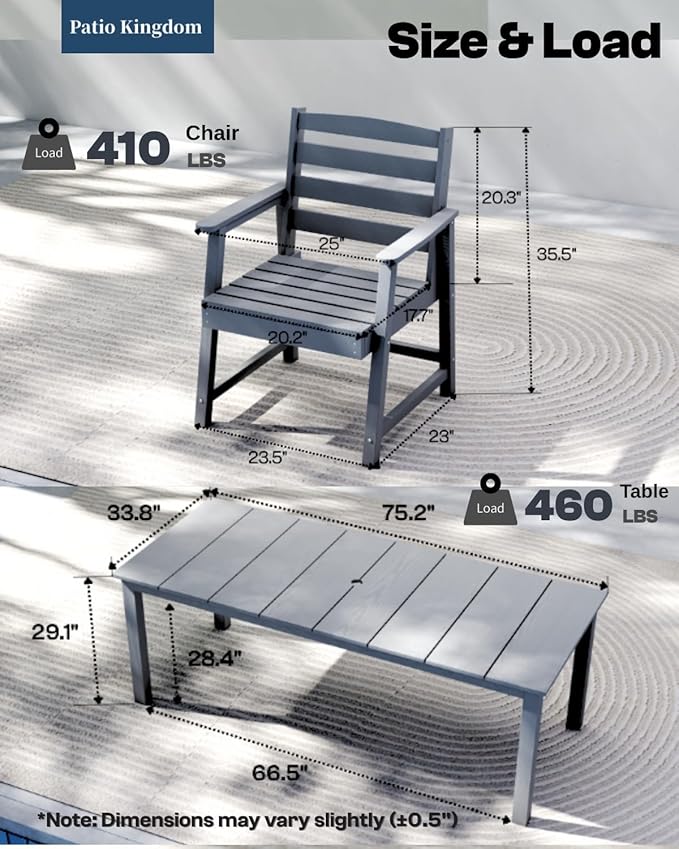5-Piece Black Outdoor Dining Set - Image 2