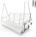 Wooden Porch Swing 3-Seater, High Backrest and Deep Seat, Bench Swing by FortuneCandy
