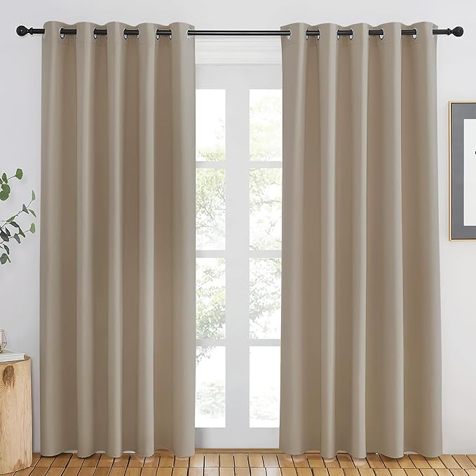 NICETOWN Taupe Blackout Curtains 84 inch Length, Grommet Top Room Darkening by NICETOWN