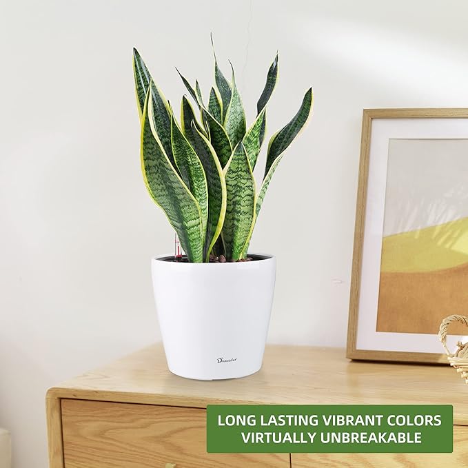 Dexceder 11x10 Inches High Gloss Self Watering Planter Indoor Outdoor, Inner - Image 6