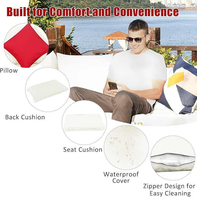 Tangkula 7 Pieces Wicker Patio Furniture Set, All-Weather Outdoor Rattan - Image 6