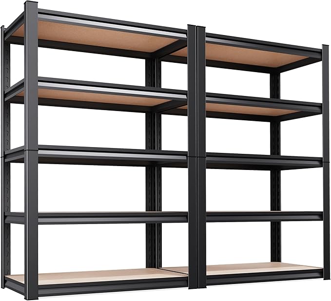 Set of 2 Garage Shelving Heavy Duty Storage Shelves, Metal Adjustable Shelving by Unknown