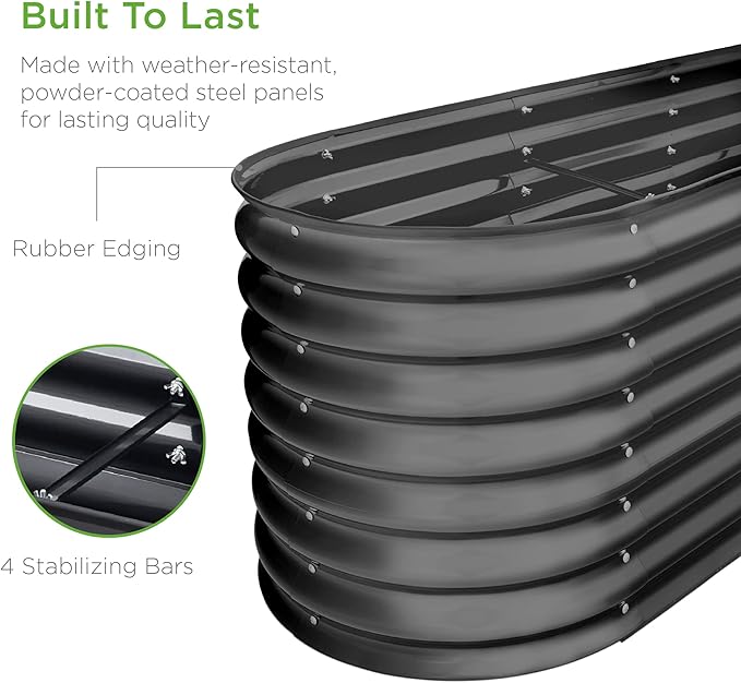 Best Choice Products 8x2x2ft Metal Raised Garden Bed, Oval Outdoor Deep Root - Image 5