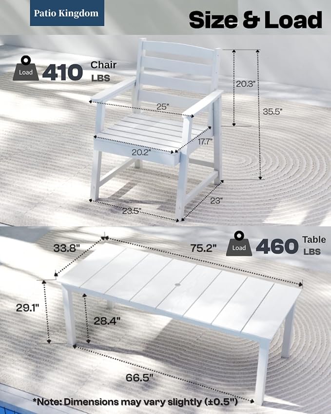 9-Piece Outdoor Dining Set for 8, 75.2'' HDPE Table - Image 5