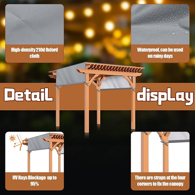 Universal Pergola Replacement Canopy Outdoor Canopy Shade Cover Waterproof - Image 3