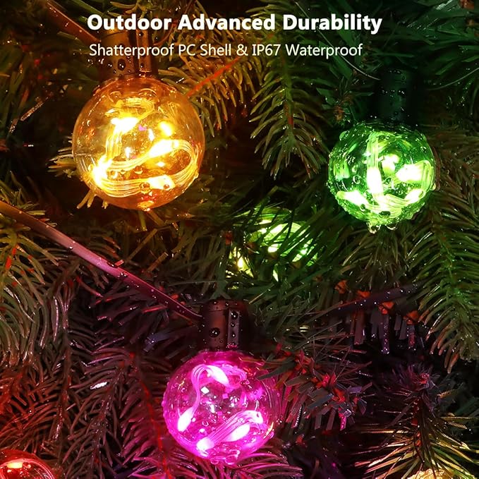 Outdoor String Lights, 25ft 20 Bulbs LED Color Changing Hanging Lights Dimmable - Image 5