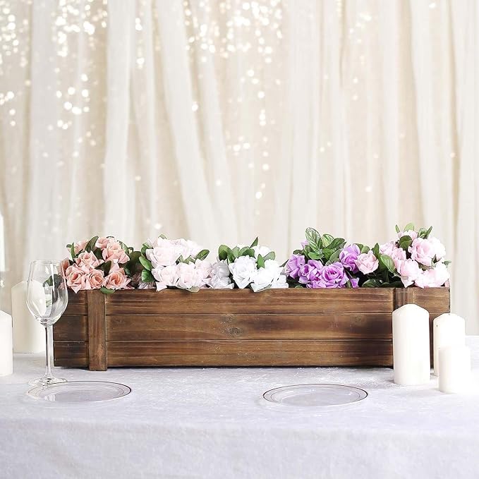 Efavormart 30"x6" Smoked Brown Wood Planter Box - Image 2