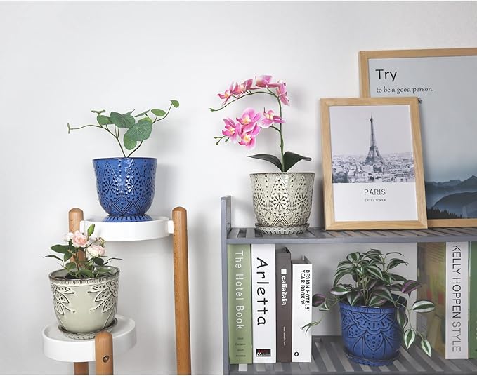 Gepege 6 Inch Beaded Ceramic Planter Set of 2 - Image 5