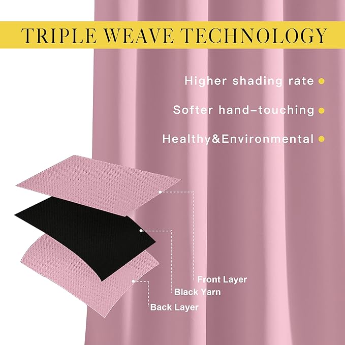 NICETOWN Bedroom Curtain Room Darkening Drapery 102 inches Length - Image 3