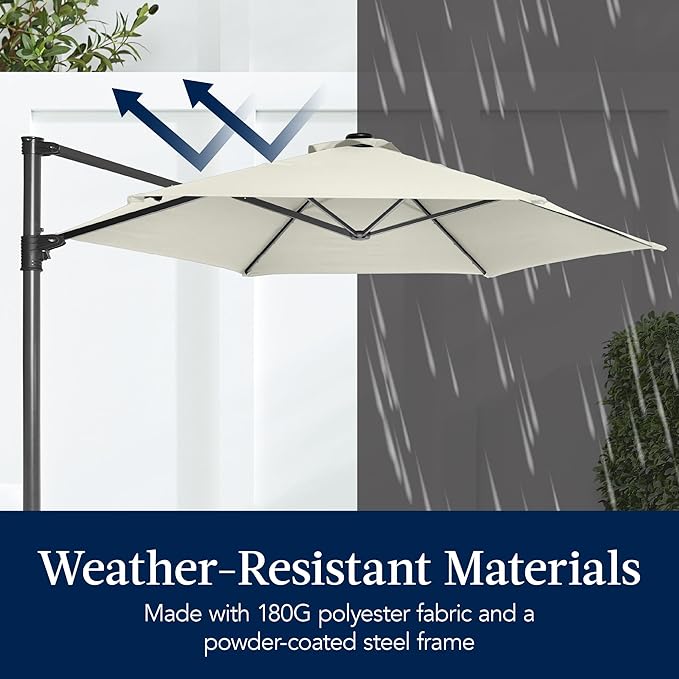 Best Choice Products 10ft Solar LED Offset Cantilever Hanging Market Patio - Image 6